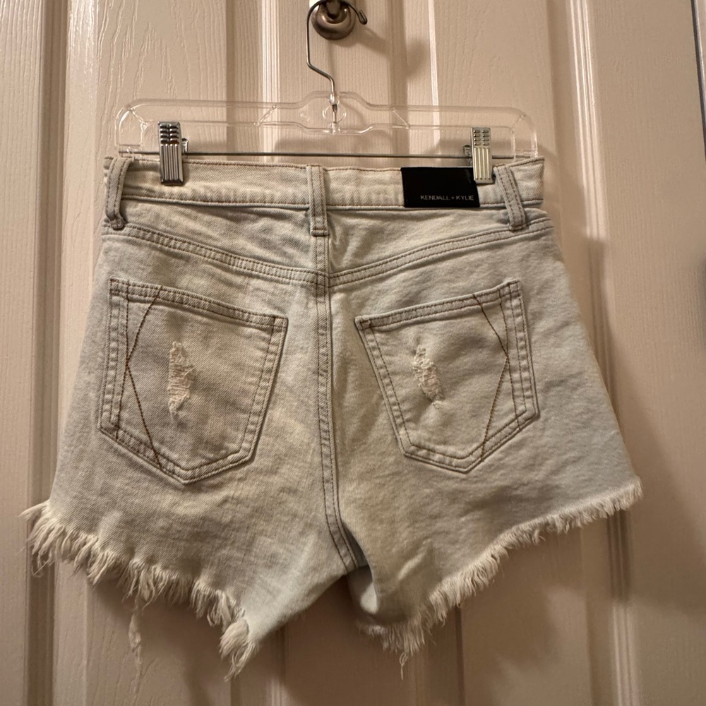 Kendall & Kylie Light Blue Frayed Hem Distressed Denim Shorts